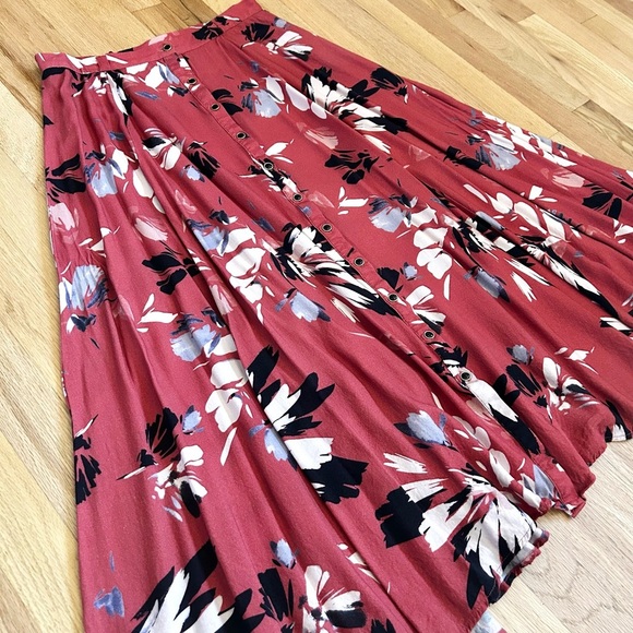 YUMI KIM celma midi skirt boho floral print button front anthropologie size L - Picture 8 of 9